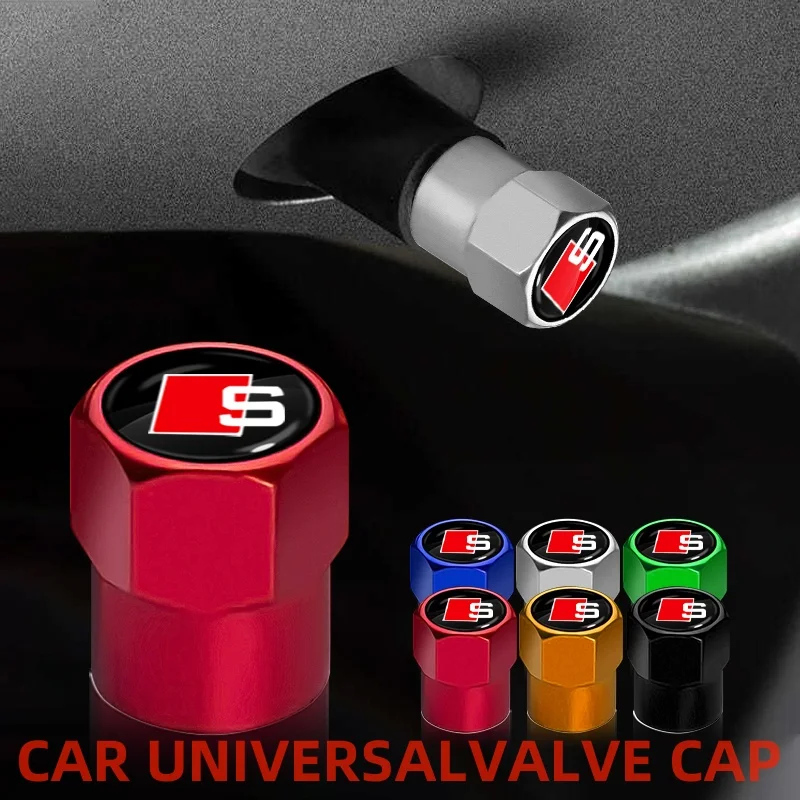 4Pcs Car Wheel Tire Valve Caps Air Stem Covers Accessories For Audi Sline S5 S6 S7 S4 S8 TT TTS A4 B8 A3 B6 C7 C6 B7 Q5 Q7 C5 B5