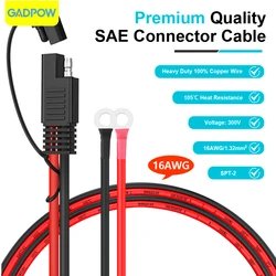 Gadpow 16AWG SAE 2-Pin Quick Disconnect to O-ring Terminal Harness Connector with 15A Fuse for Car Battery Charger Cable