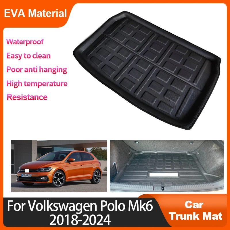 

For Volkswagen Polo Mk6 AW1 BZ1 AE12018~2024 Trunk Mat Rear Cargo Liner Waterproof Protector Storage Pad Car Anti-Slip Interior