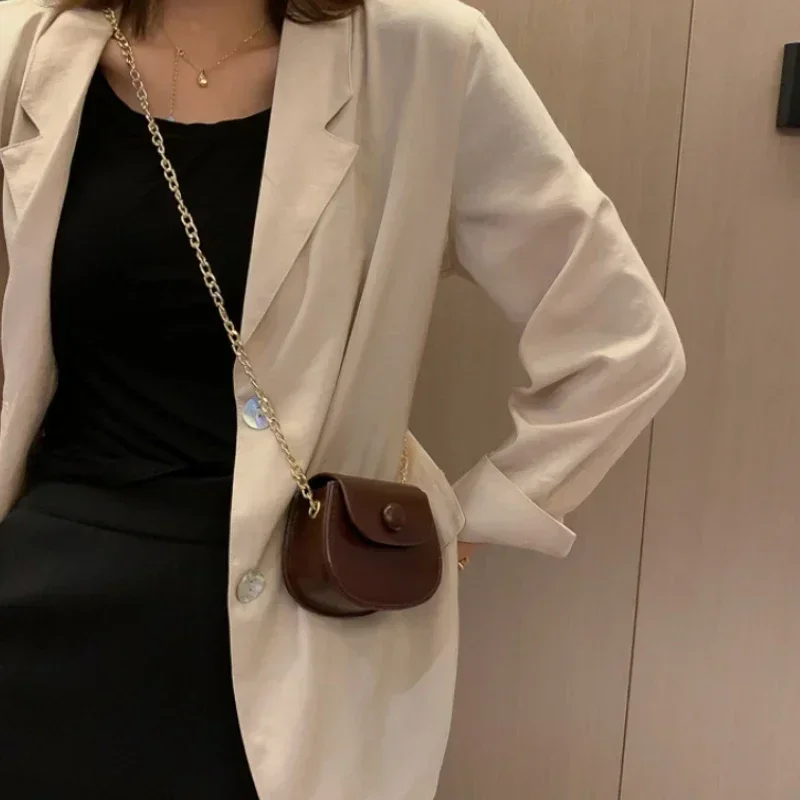 ใหม่ Mini ไหล่กระเป๋าผู้หญิงแฟชั่นสีทึบโซ่ Crossbody กระเป๋าหูฟังขนาดเล็กลิปสติกกระเป๋ากระเป๋าถือ