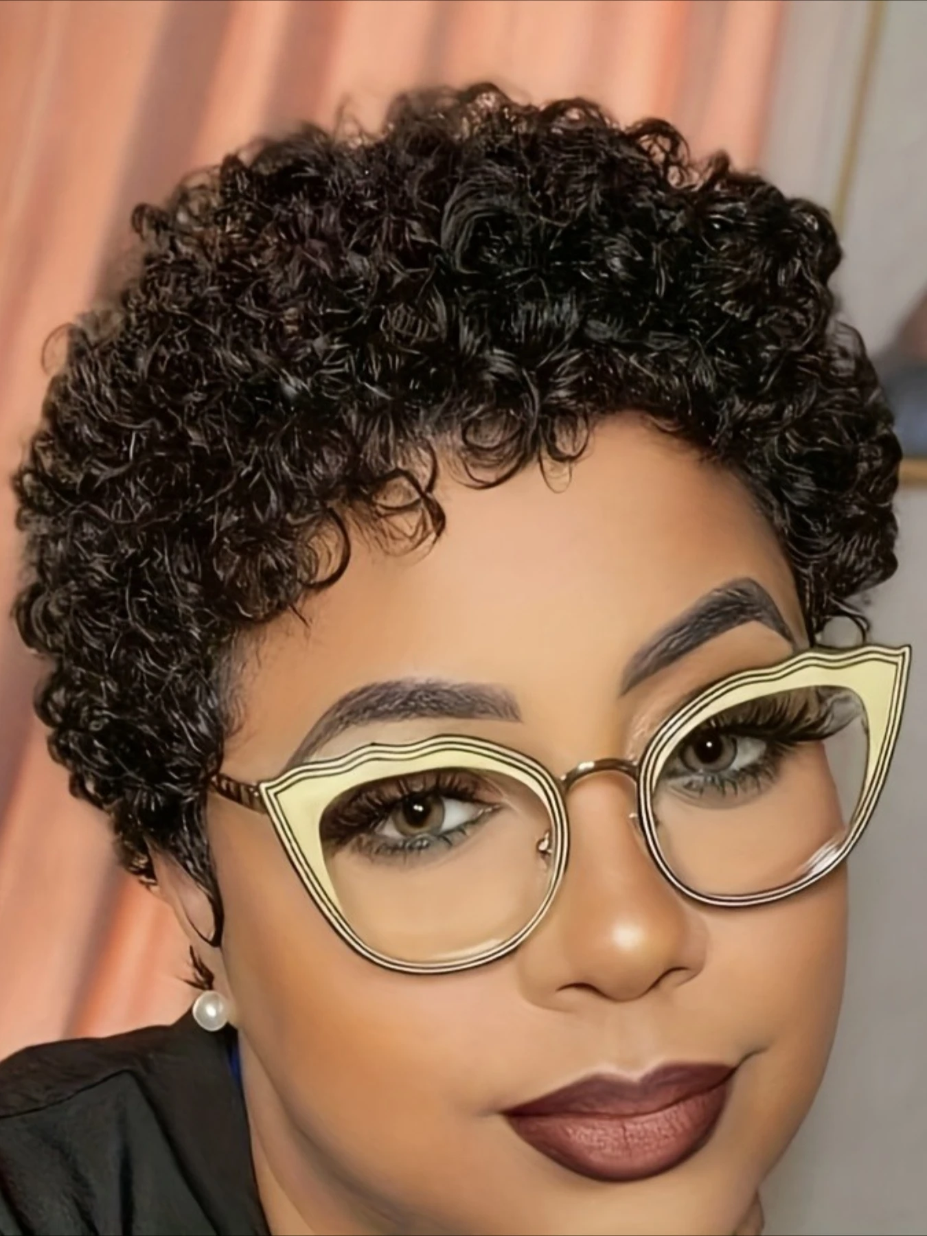 Wig rambut manusia afro pendek keriting 150% kepadatan, 4 inci, buatan mesin penuh, wig afro pendek untuk wanita, wig pixie cut rambut manusia