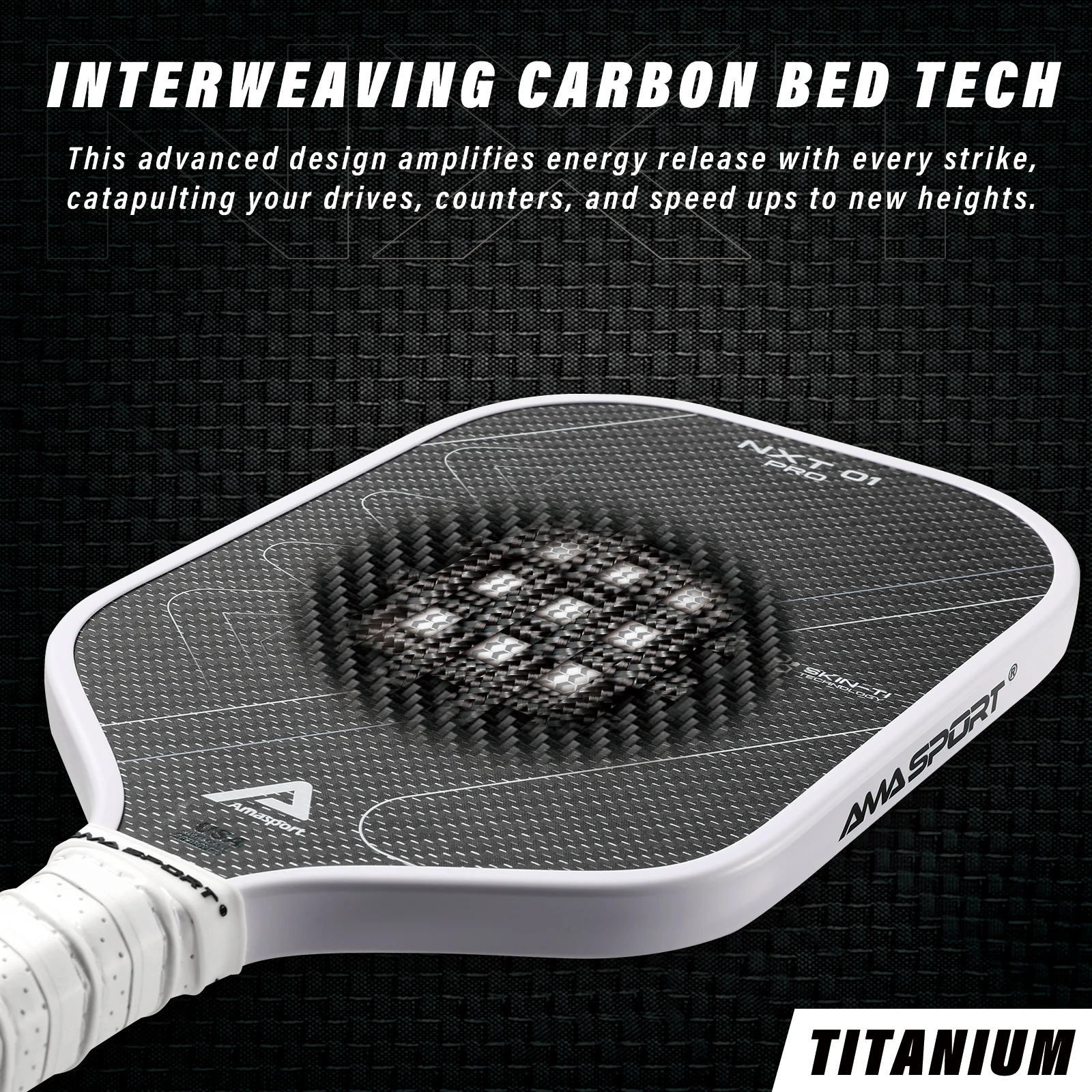 AMA SPORT NXT01 Pro Titanium Propulsion Frame Durable New Technology Core Roughness Friction Pickleball Paddle - Image 3