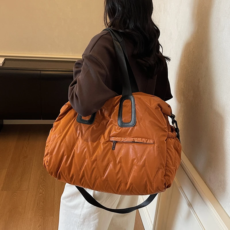 مصمم حقيبة كتف منتفخة المرأة مبطن الفضاء أسفل ريشة مبطن حقيبة يد قطنية الشتاء حمل كبيرة الحجم تخزين التسوق المحفظة