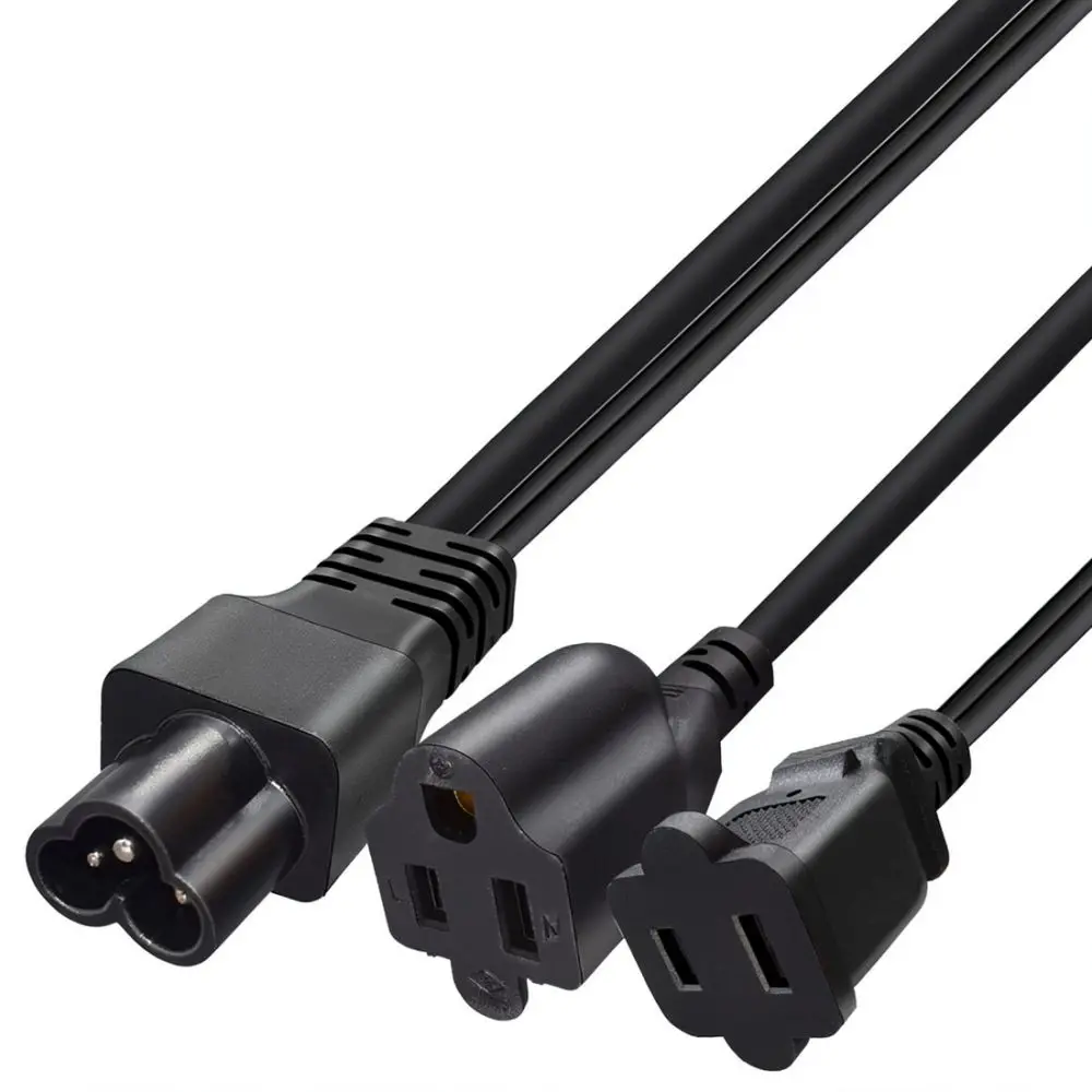 Power Cable Extension Adapter C6 To Nema 1 15R 5 15R Splitter Cord For Electronics Office Desktop Computer Supply Utility