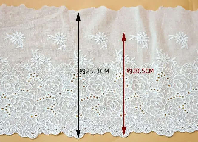 1Yard/Lot 25Cm Breed Katoen Geborduurde Flower Lace Trim Doek Trim Patchwork Naaien Materiaal SC520