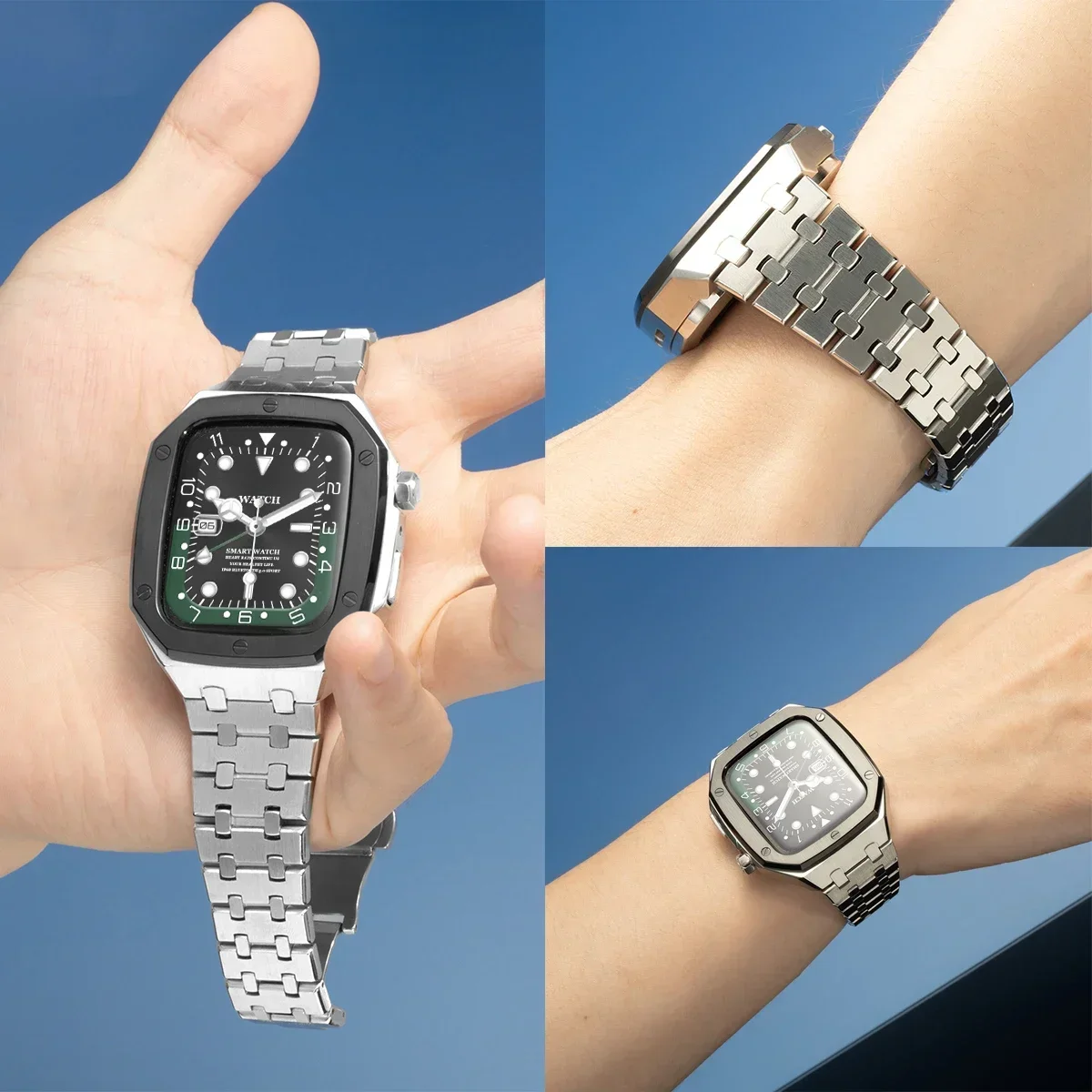 Luxury Modification Kit Bezel Case Band For Apple Watch Band 44mm 45mm Metal Bezel Frame for iwatch Series 6 5 4 SE Accessories
