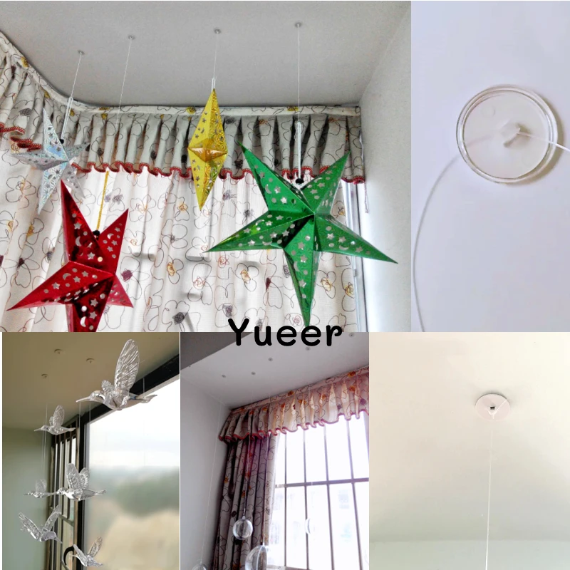 

50pcs of Tiny sticky hooks for hanging objects on Wall or Ceiling, Max 0.7kg/1.5lb, additional an openable ring