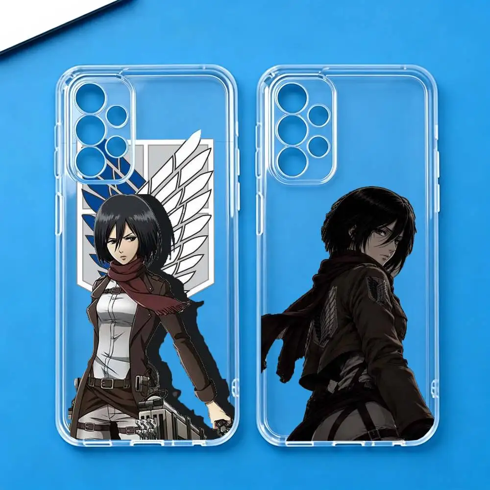 Anime-AoT-M-Mikasa-Ackerman- Phone Case Transparent Silicone Soft For Samsung S25,S24,S21,S22,S23,S30,Ultra,S20,Plus,Fe