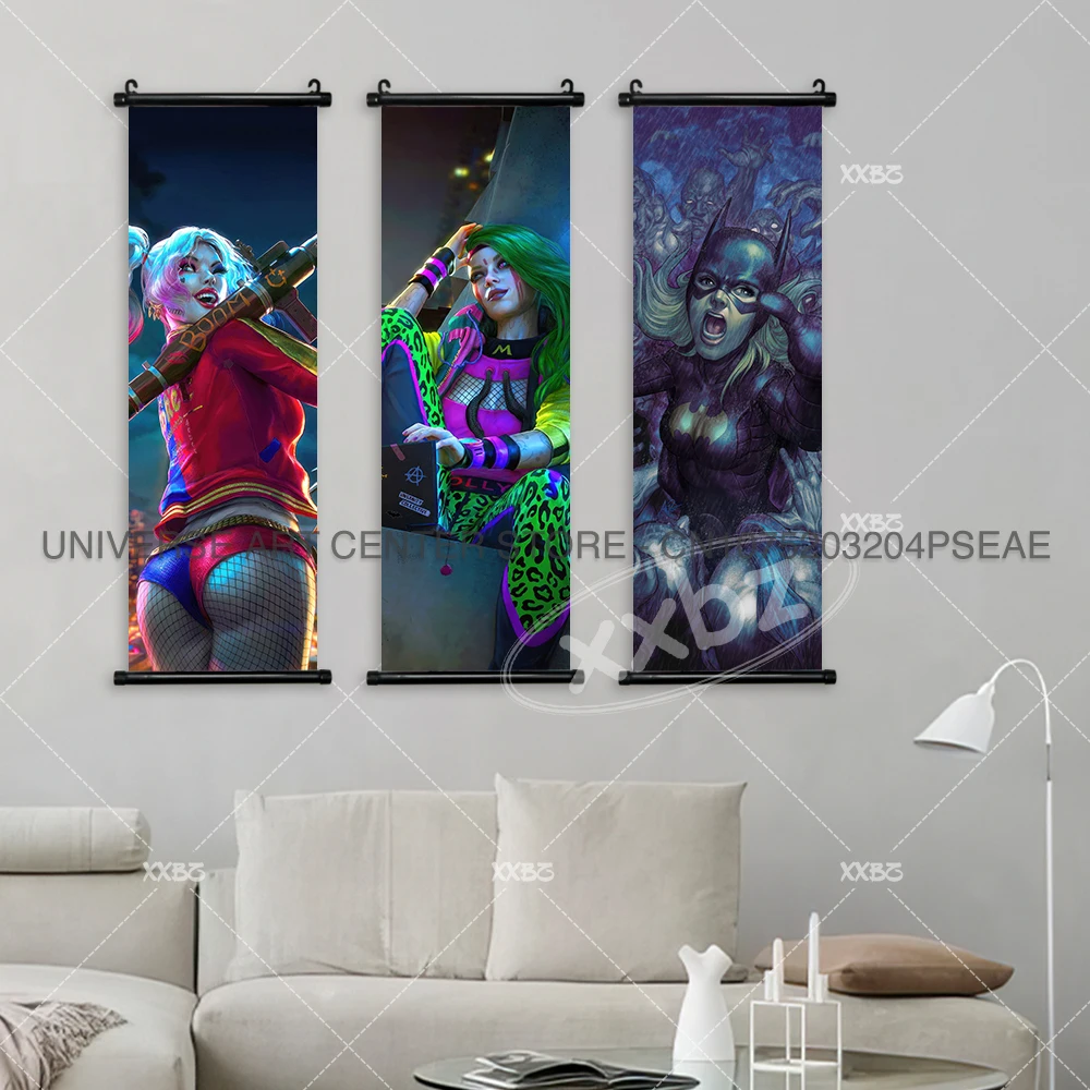 DC Comics Poster Wonder Woman Hanging Painting Canvas Harley Quinn Wall Art Home Decorative Batman Anime Superman Scroll Picture