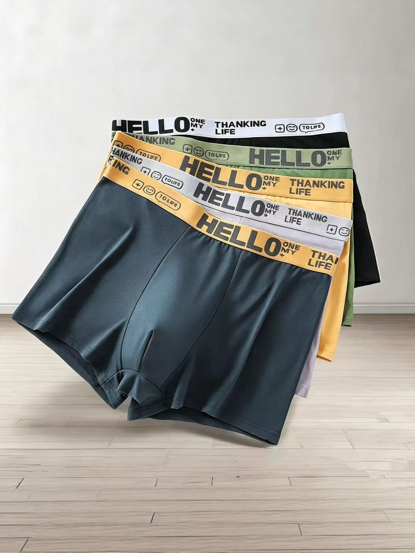Men's High Elastic Breathable Boxer Shorts mid Waist Comfortable Underwear Large Size Student Briefs Flat Angle Pants