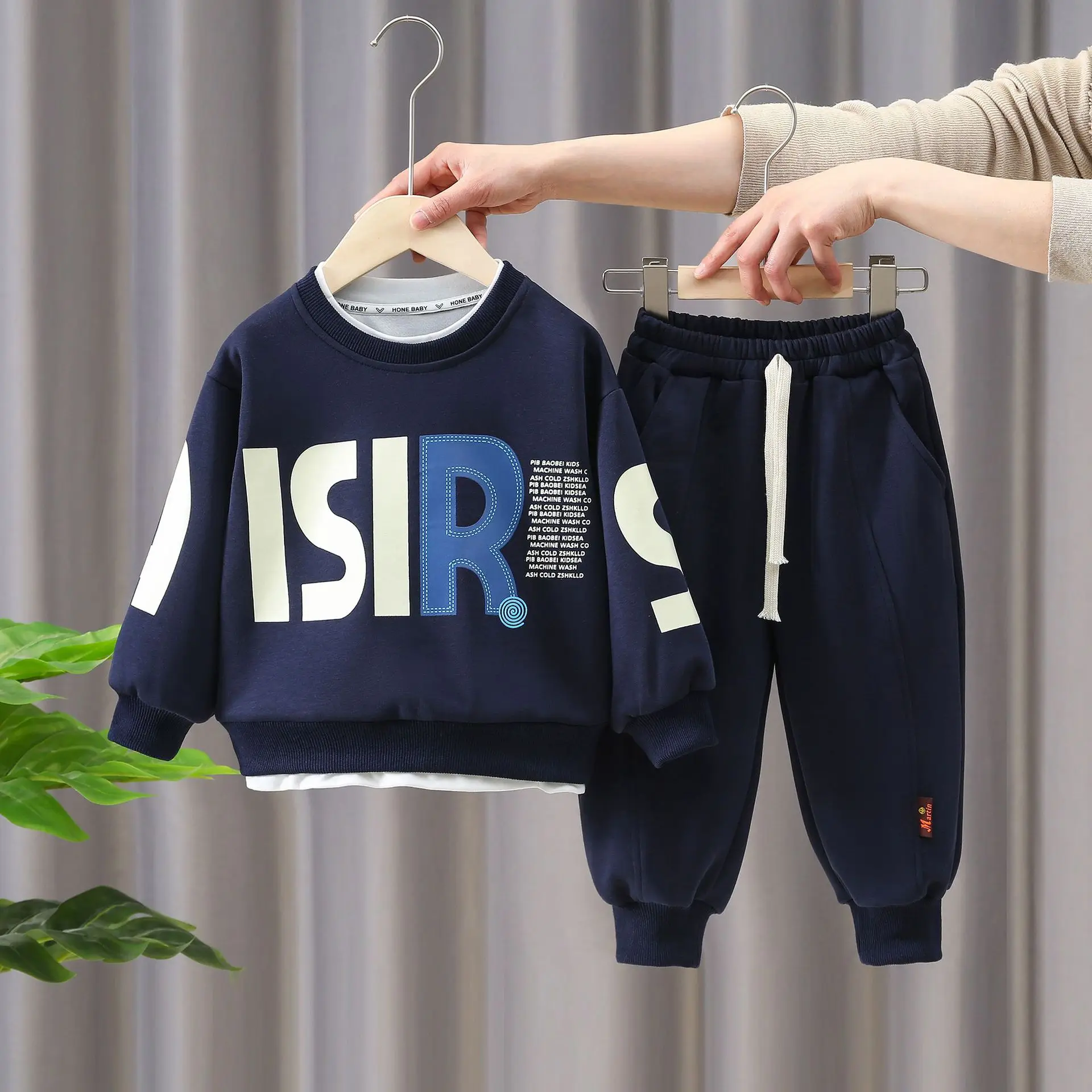 2PCS Spring Autumn Baby Boy Clothes Sets 2-10Y Toddler Kids Muslin Organic Cotton Long Sleeve Sweatshirt+Pants Children Outfits