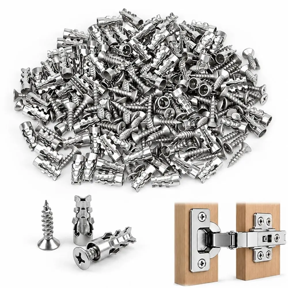 30/60/100Sets Metal Hinge Repair Screws Short Screws Wall Plugs Short Expansion Screws Set Wall Mounting