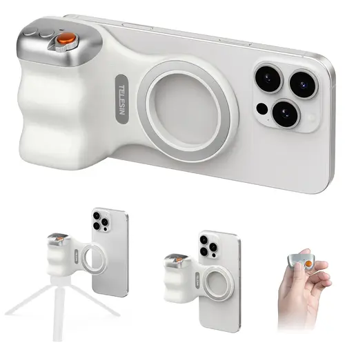 Imagen 1 del producto Empuñadura Magnética para Cámara de Teléfono con Control Remoto BT para Vlogs y Selfies, Compatible con iPhone 17/16/15/14 Pro Max