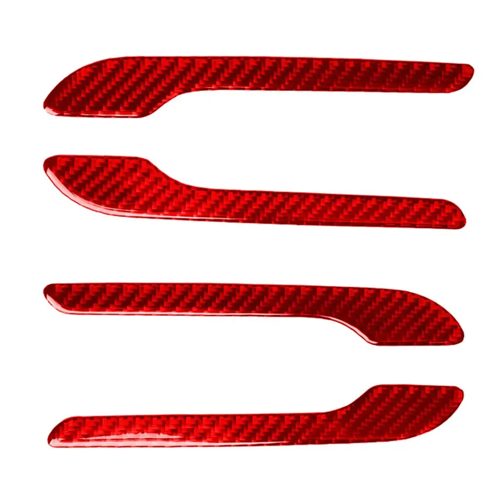 4Pcs Car Door Handle Stickers for Tesla For Model 3 & Y Custom Cut ABS Carbon Fiber Decorative Trim Enhancing Vehicle Style