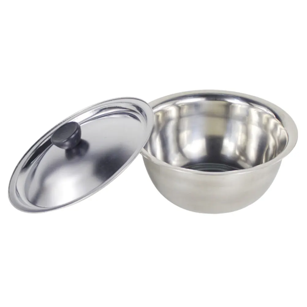 

Stainless Steel Wash Basin Food Cooking Metal Bowl Round Silver Container with Lid