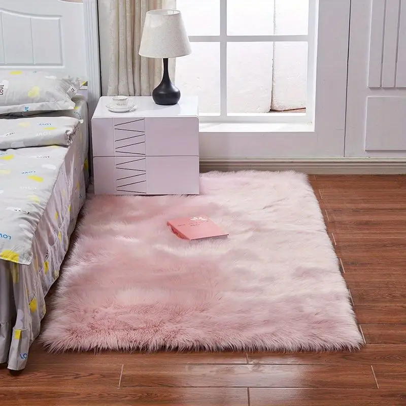 

Non-Slip Suede Fleece Bottom Fluffy Imitation Wool Long Pile Rug Cozy Plush Carpet for Living Room Bedroom Entryway