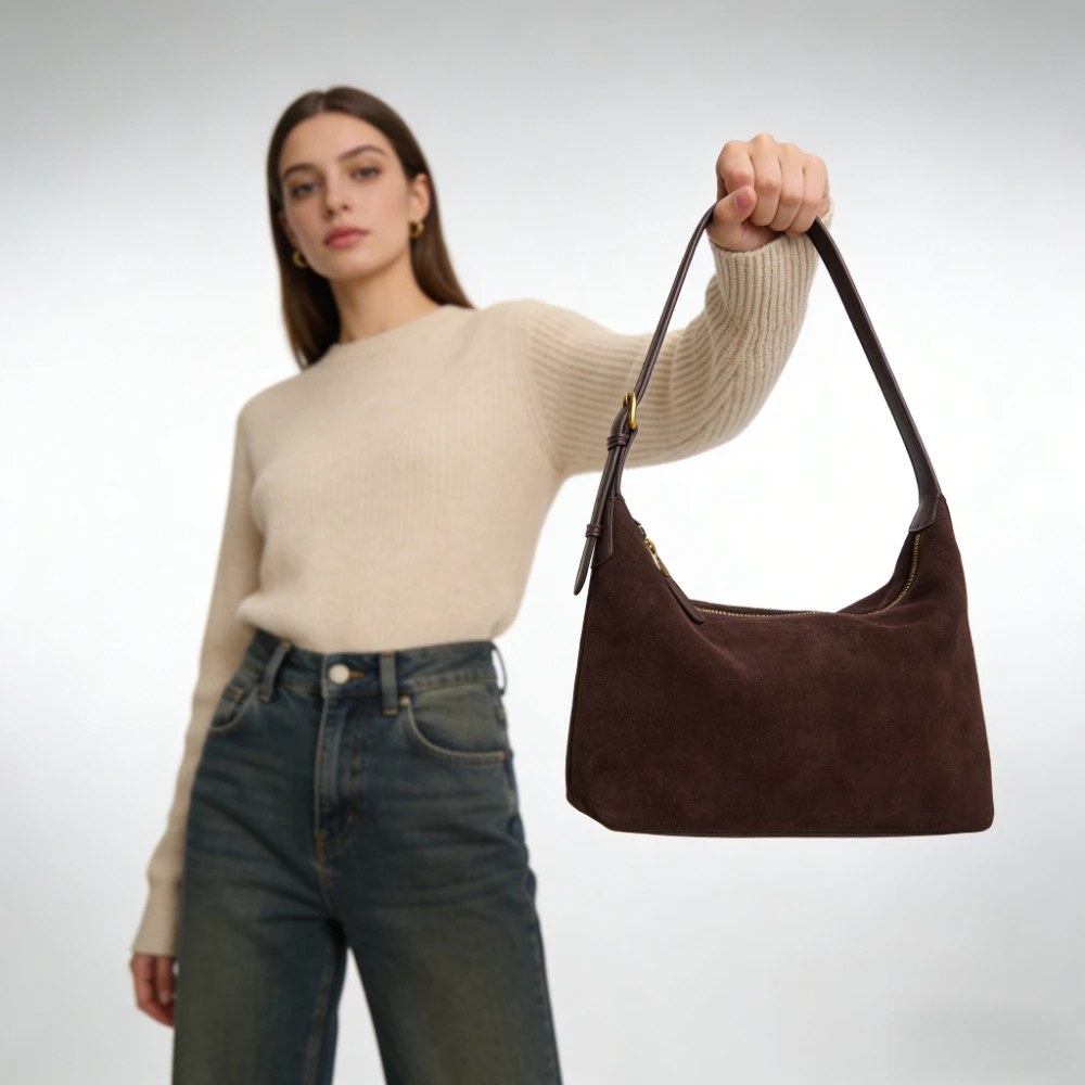 

Women's Genuine Leather Underarm Shoulder Bag 2026 Winter Suede Cowhide Tote Bag - High-Quality Minimalist Casual Handbag