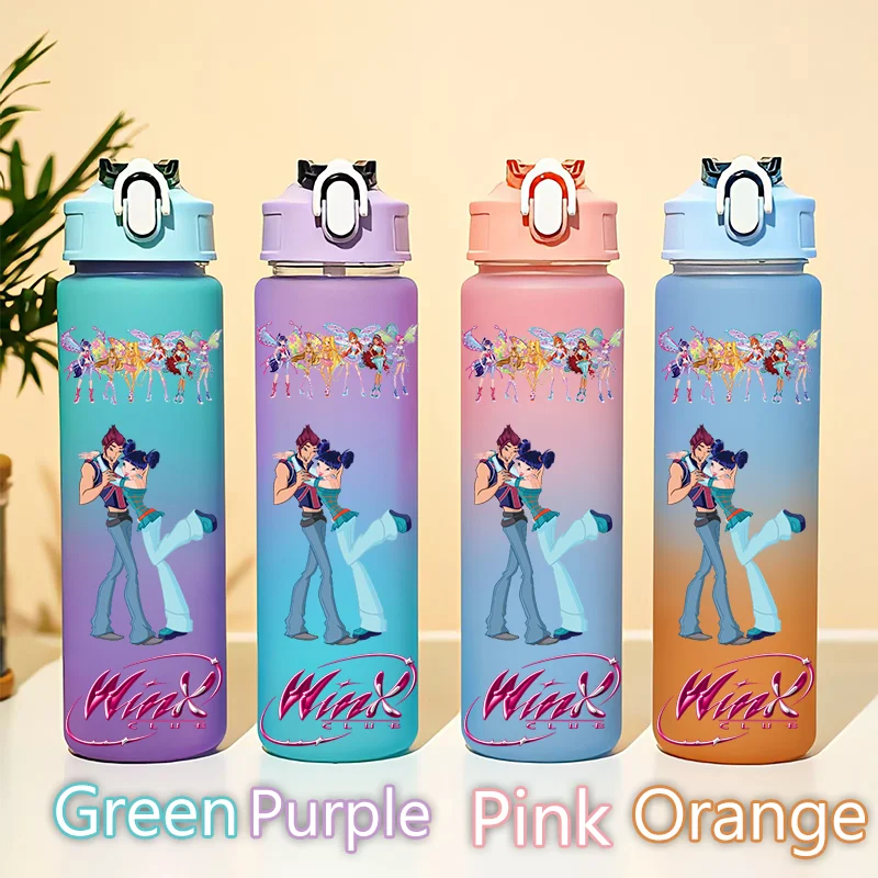 كوب معزول من الفولاذ المقاوم للصدأ باللون الأزرق والأسود من Winx Club Legend Series Fairy Wonderl Anime كوب شرب للأطفال والكبار