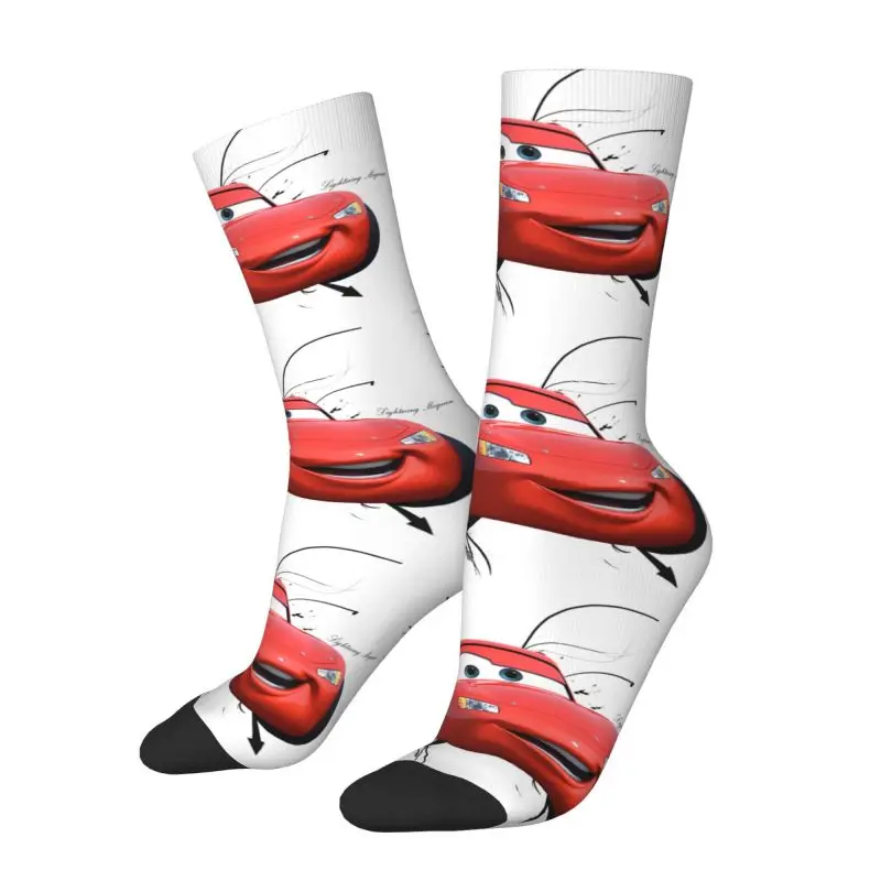 Cute Men's Lightning Mcqueen Cars Dress Socks Unisex Comfortable Warm 3D Printed Cars Crew Socks