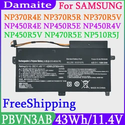 Damaite-Batería de AA-PBVN3AB para ordenador portátil, pila para SAMSUNG NP370R4E, NP370R5E, NP370R5V, NP450R4E, NP450R5E, NP450R4V, NP450R5V, NP470R5E, NP510R5E