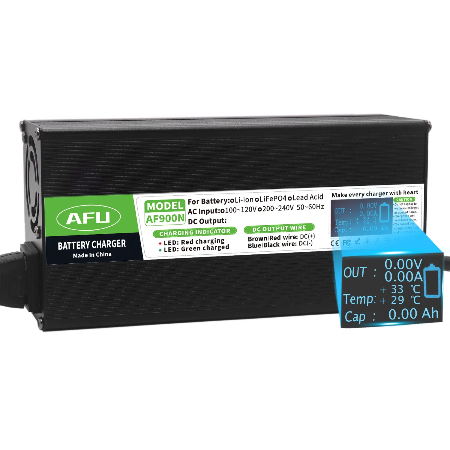 29.2V 25A LiFePO4 Battery Charger Usd For 8S 24V 25.6V LiFePO4 Battery Fast Charger With OLED Display