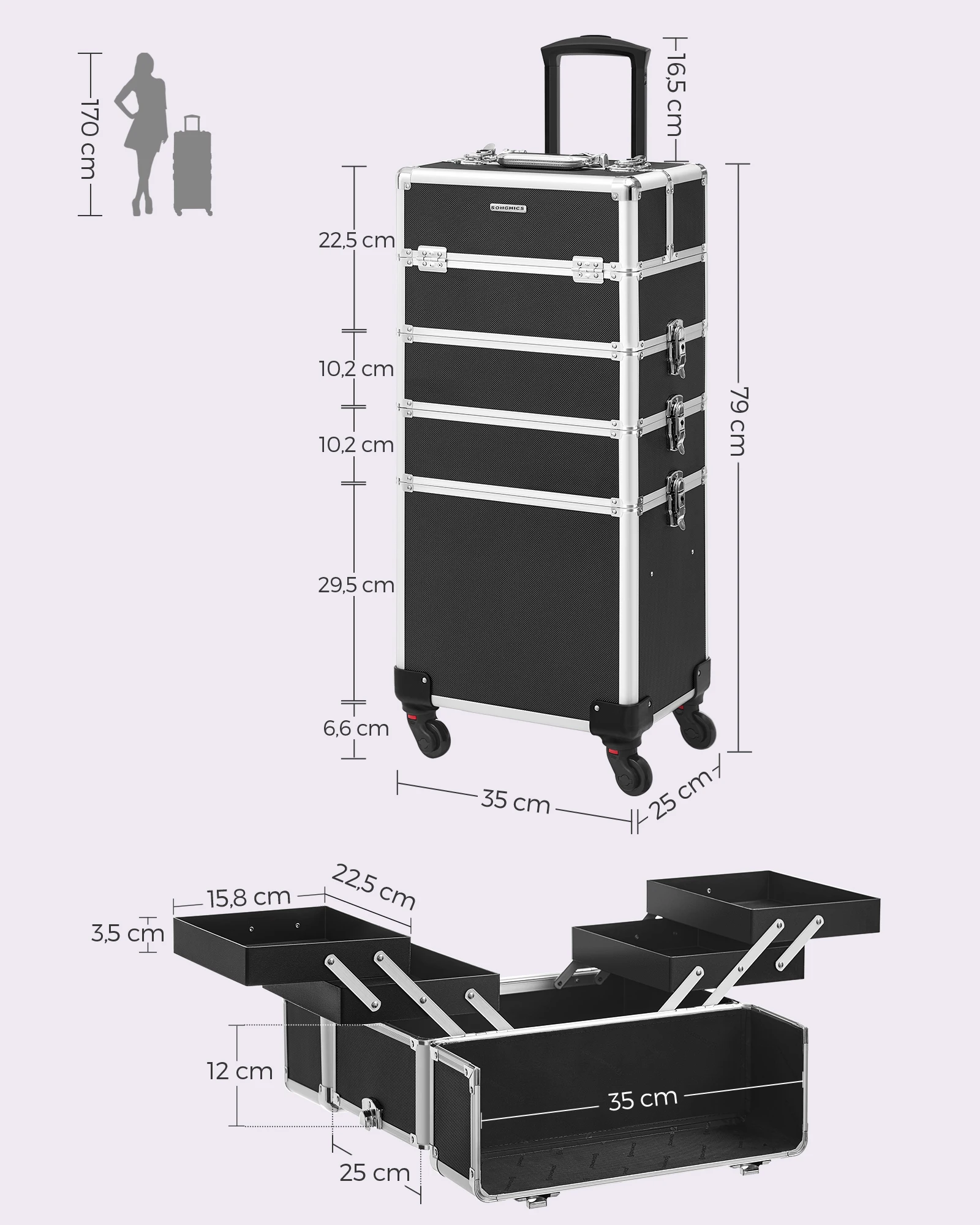 valise maquillage roulettes – design et finitions