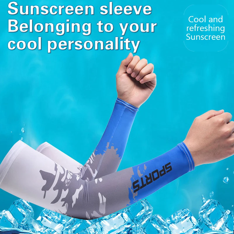 Summer New Sunscreen Ice Silk Sleeve UV Sun Protection Cooling Anti-Slip Arm Sleeves Men Women Outdoor Sport Cycling Sleeve