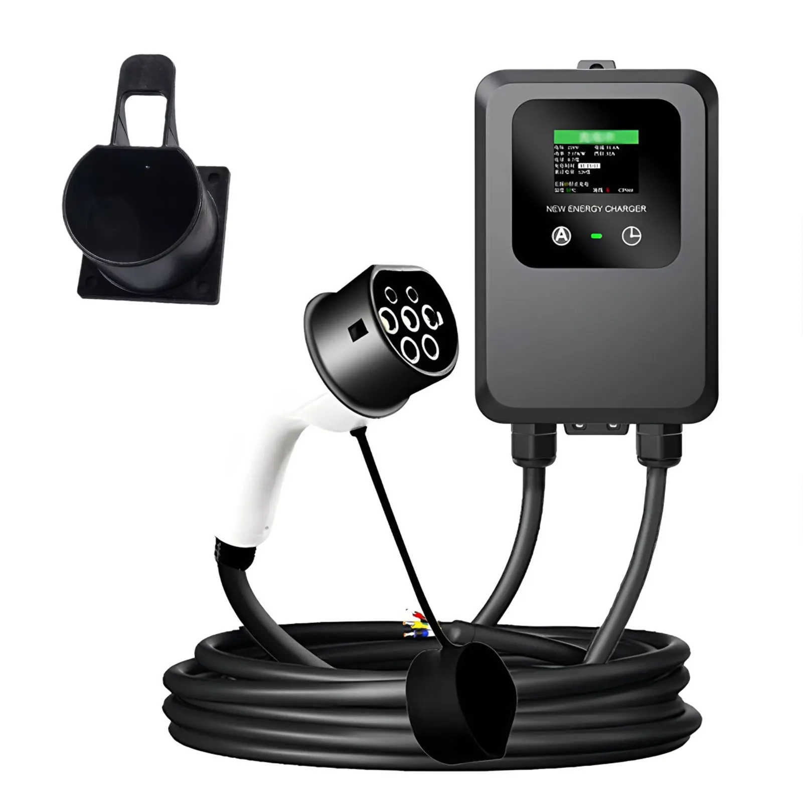 

Type-2 EV Wallbox 5M 7KW 32A Car Home EV Wallbox Charging Station Electric Car EV Wallbox With 5M Cable Color Screen +Card