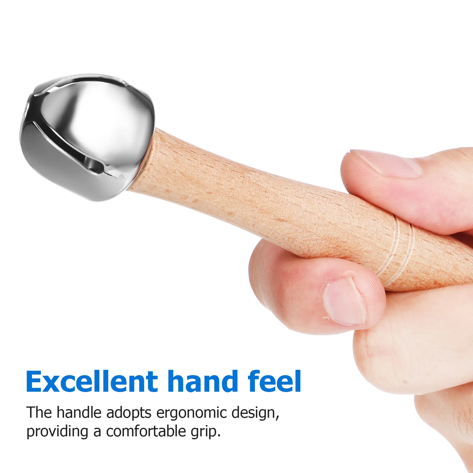 8-teilige und eine Glocke, Rassel, Halbmondförmige Fünf-Ling-Hand-Jingle-Glocken, Hufeisen-Holzschüttler, Metall, Kind