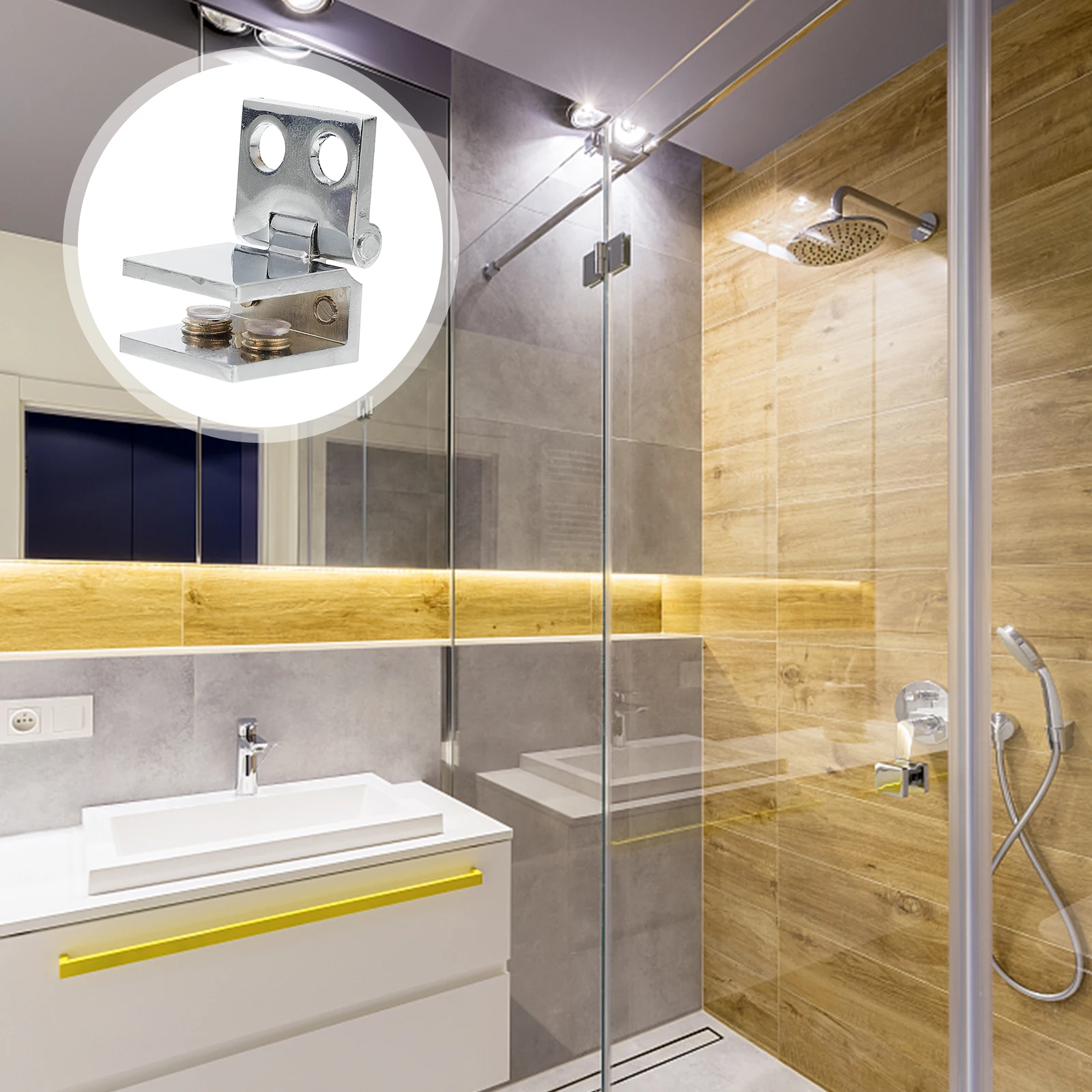 

2Pcs Glass Cabinet Door Hinge Durable Frameless Design Easy Install Display Wine Cabinet Hinge Glass Door Accessories