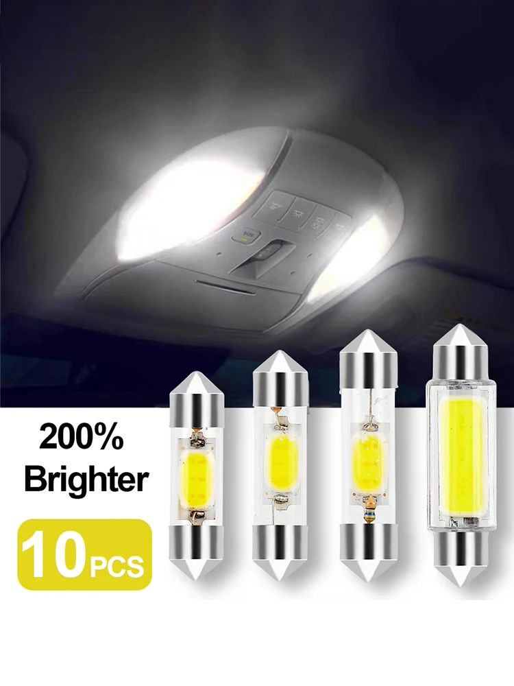 Automotive Led Reading Light Roof Light New High Quality Dual Pointed Transparent Tube Cob 31/36/39/41mm C5w Interior Light