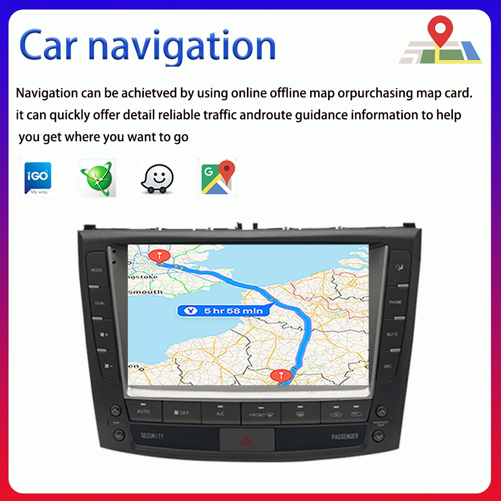 9 "أندرويد Carplay مشغل فيديو السيارة الوسائط المتعددة شاشة ستيريو لكزس IS200 IS250 IS300 IS350 #6