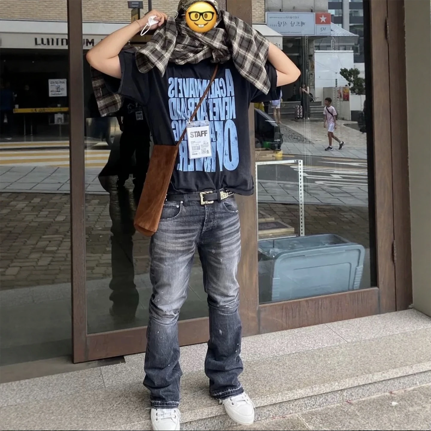 

Vintage Black Grey Splatter Paint Fringe Micro Flared Knife Denim Jeans Casual Loose Fit Straight Leg Jeans for Teens