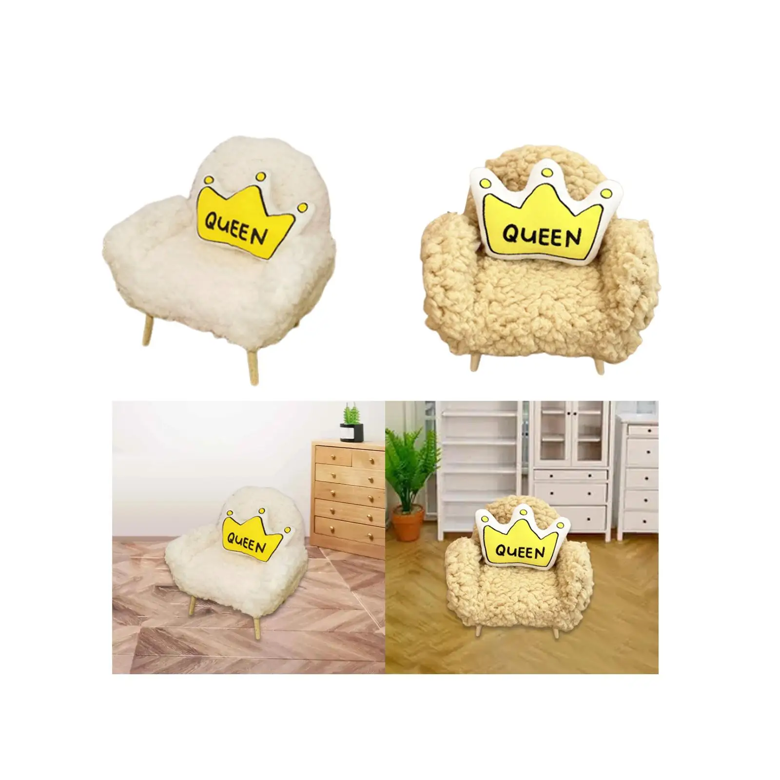 1:12 Scale Mini Furniture Sofa Fairy Garden DIY Model Gift Simulation with Pillow for Doll House BJD Doll Living Room Decoration