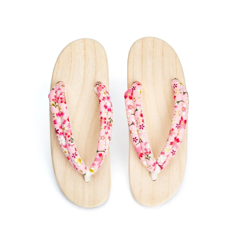 Zuecos japoneses de madera para mujer, zapatillas de tacón alto de madera Geta, chanclas con estampado Floral de cereza, zapatos Cos, novedad de verano 2022