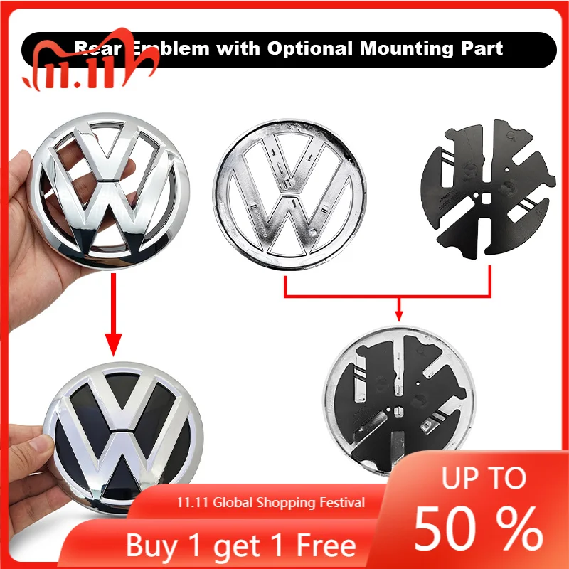 Pour Volkswagen Polo 2011 2012 2013 6R0853600A ABS VW Emblème de calandre avant, badge de coffre, accessoires de remplacement pour décoration de voiture