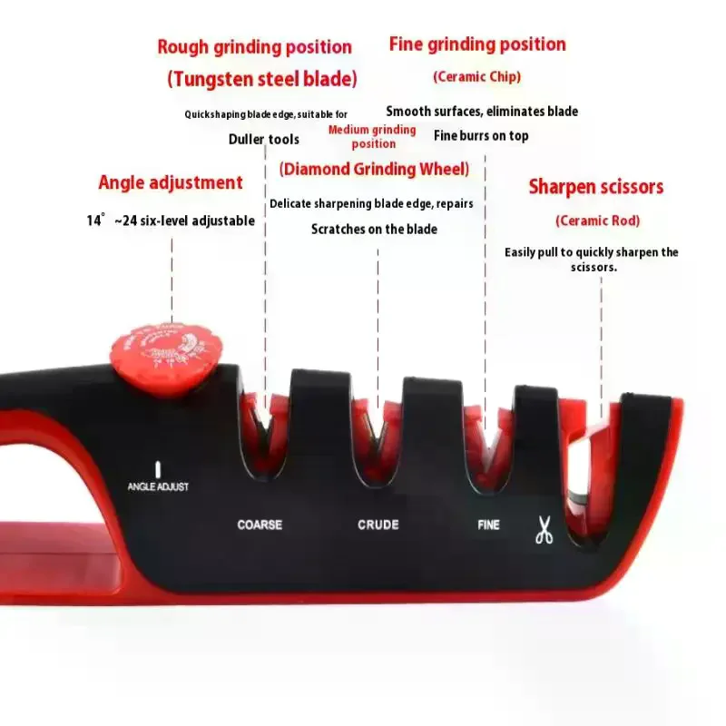 4-in-1 Knife Sharpener Professional Kitchen Grinding Machine Scissors Knives Grinder Whetstone Tool Adjustable Angle