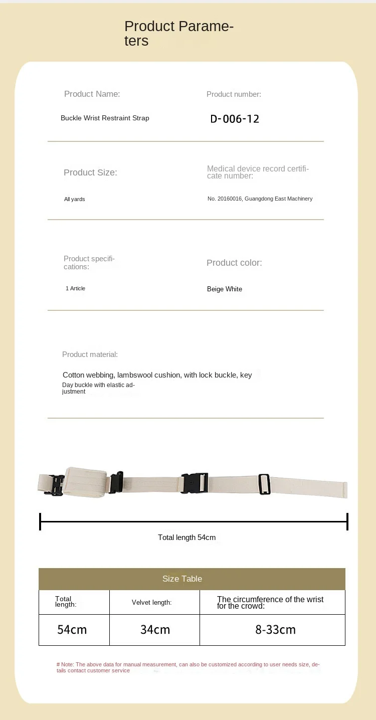 Handgelenk-Rückhaltegürtel mit Schnalle, einzelner Handgelenk-Rückhaltegurt, gebundener Arm, festes Fleece-Kissen, doppellagiges Gurtband – Detail 4