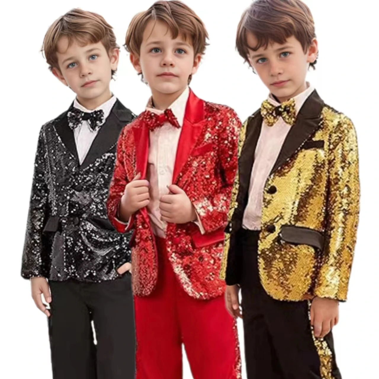  Stylish Gold Shiny Sequins Wedding Suit Luxury Tuxedo Jacket  Pants  2 Pieces Stage Performance Costumes Stage Performance