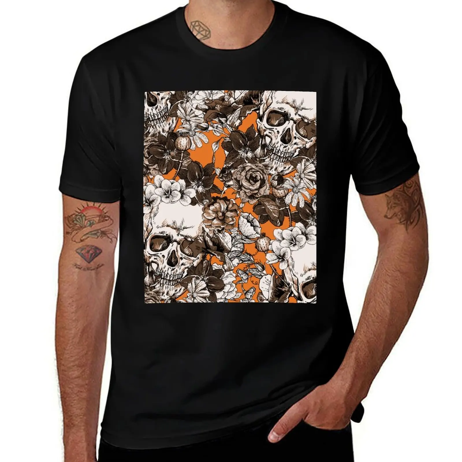 

SKULLS ORANGE T-Shirt Man t-shirt gifts for boyfriend summer 2025 aesthetic clothes men clothings