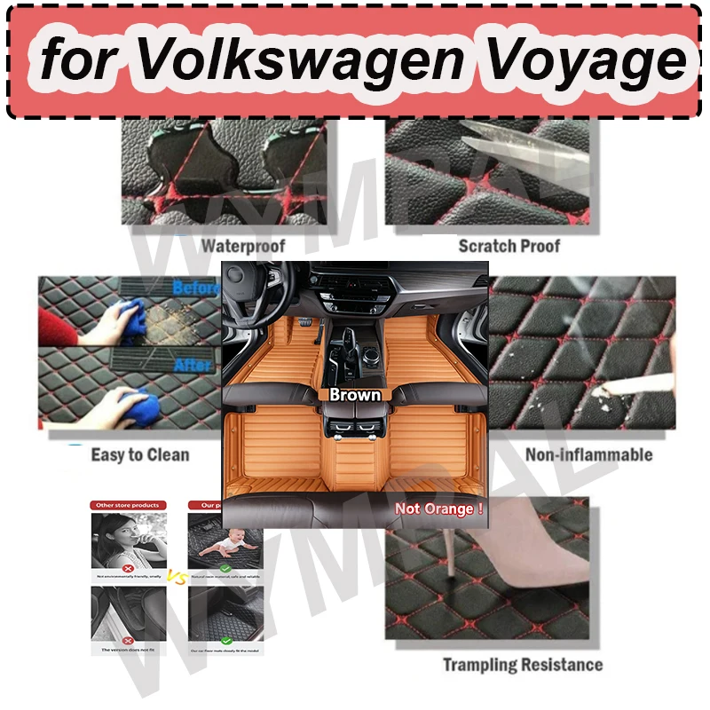 Alfombrillas de lujo personalizadas para coche vw Volkswagen Voyage 2013 2014 2015, alfombrillas de cuero de lujo para hombres y mujeres, alfombrillas completas