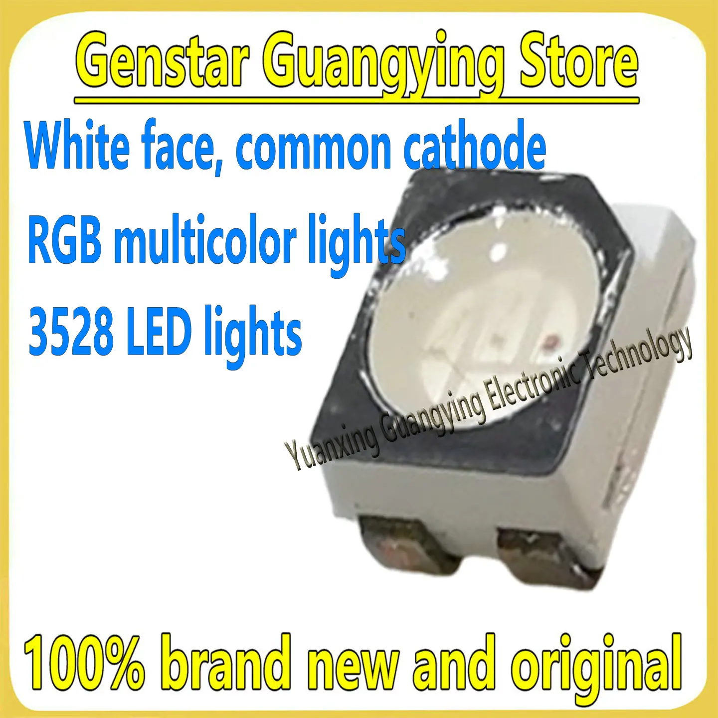 (10 pieces) 3528 LEDs, SMD LEDs, RGB multicolor lights, white face, common cathode, 100% brand new