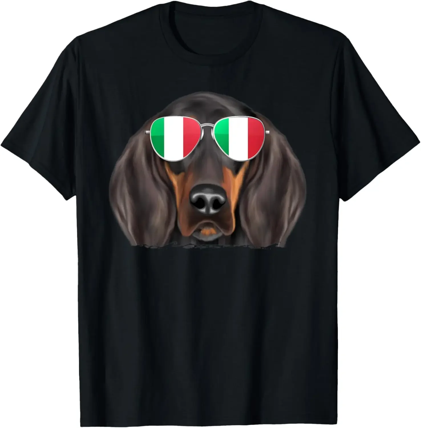 Black and Tan Coonhound Dog Italy Flag Sunglasses T-Shirt