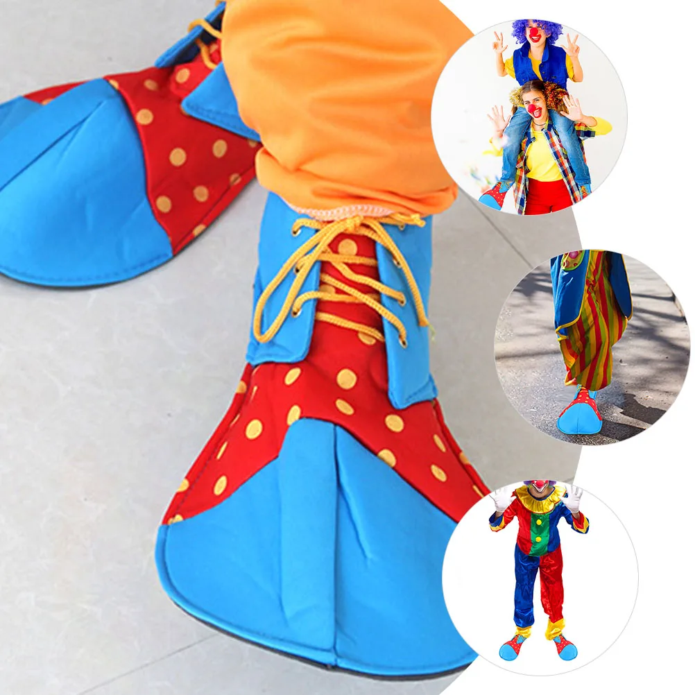 

Clown Costume Shoes Halloween Fabric Lightweight Comfortable One Size Fits Most Adults Teens Performance Carnival