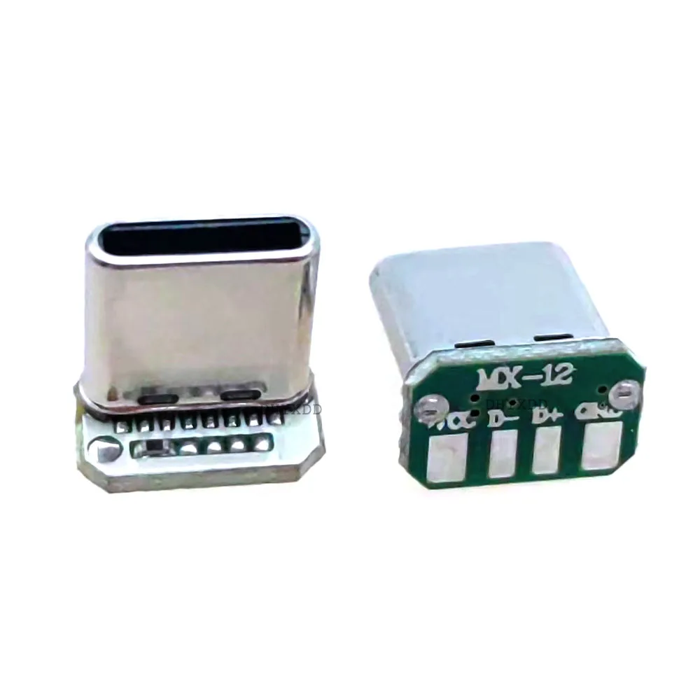 1-10Pcs USB 3.1 Type C Vertical Patch Board 16pin 4 Welding Wire Data Band PCB USB Board Male Head 16P Usb C Connector
