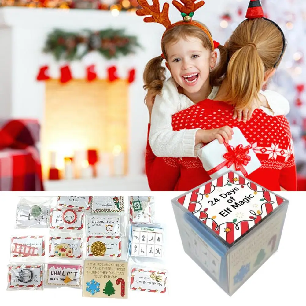 Set hitung mundur Natal, 24 hari Kit Elf Natal, properti aktivitas menyenangkan, hadiah hitung mundur untuk pesta Natal, bertema Natal