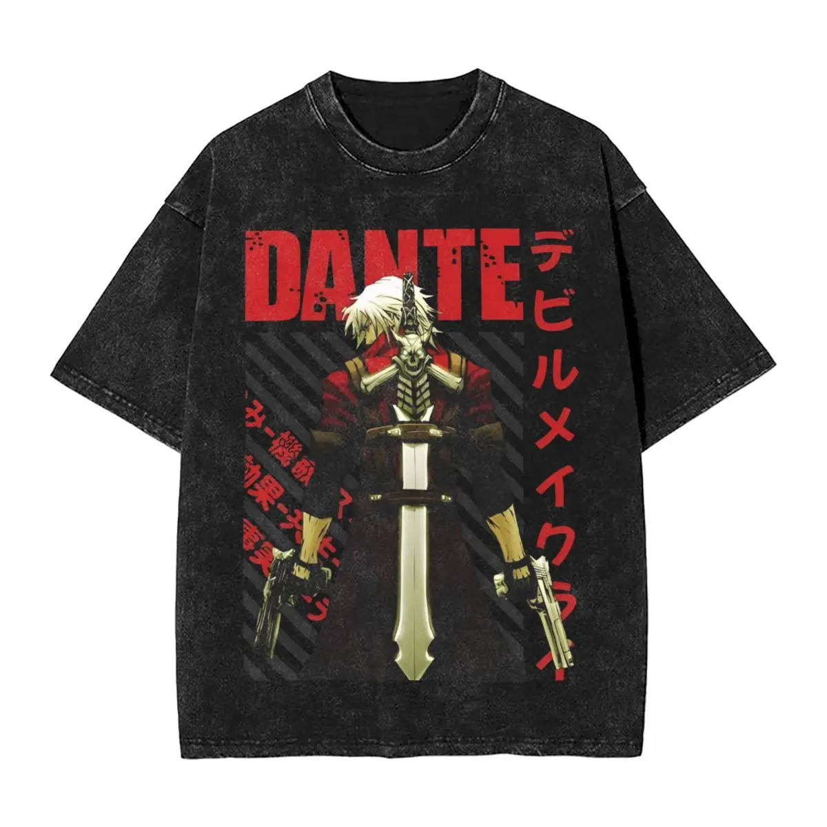 Devil May Cry Dante Sparda T Shirt Hip Hop Washed Cotton T-Shirts Vintage for Men Women Tops Streetwear Summer Tee Shirt