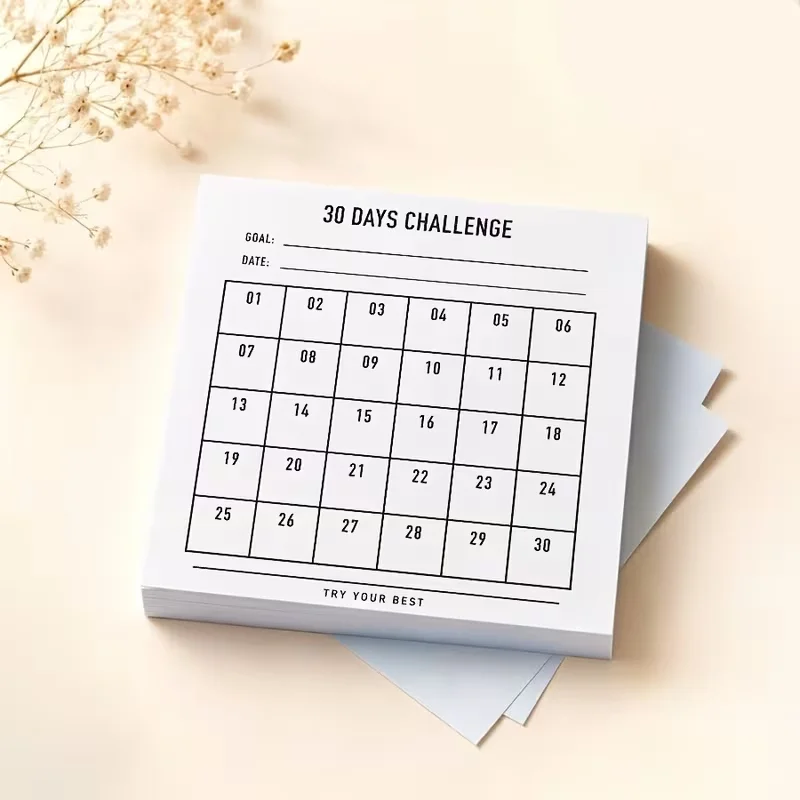 Minimalist 30-Day Challenge Habit Tracker Notebook Undated Grid Daily To-Do List Goal Tracking Notepad for Personal Productivity