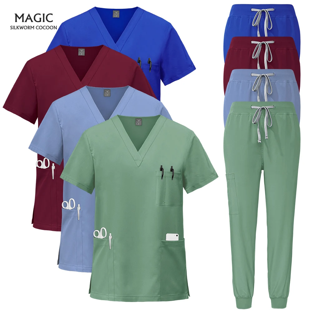

Pet Hospital Doctor Nurse Accessories Beauty Salon Nursing Uniforms Hand Washing Workwear Short Sleeved Brush Overall Wholesale