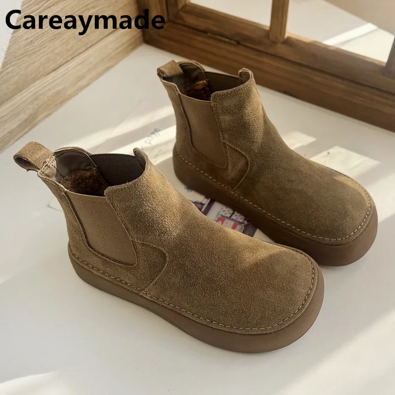

Careaymade-Genuine leather Women's boots soft soled comfortable warm short boots,winter snow boots thick soled single shoes